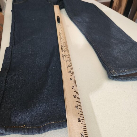 Fleece Lined Jeans Mens 32x30 Blue Dark Wash Denim Thermal Winter Straight Leg - Picture 11 of 16